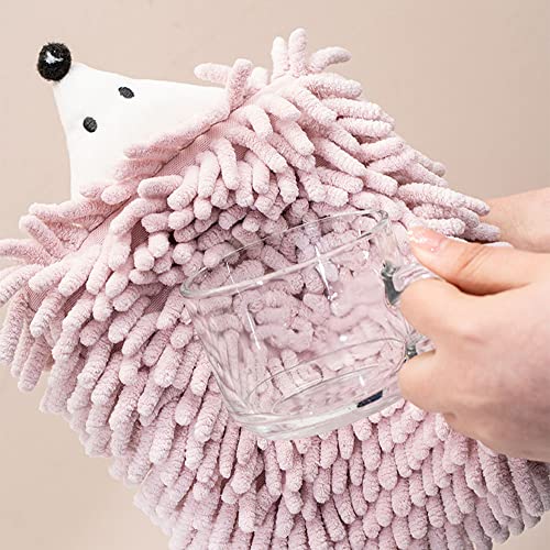 GTONEE 7pcs Soft Chenille Hanging Hand Towels ,Quick Dry Hand Bath Towel, Cute Hedgehog Hand Towel, Bathroom Hand Towels with Hanging Loop, Absorbent Kitchen Hand Towels, Dustproof No Dandruff