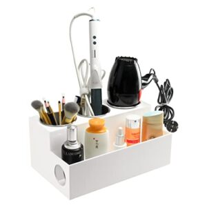 boveker acrylic hair tool organizer, acrylic hair dryer and styling organizer, hair product organizer, white