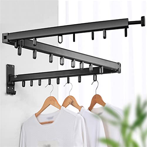 N/A Folding Clothes Hanger Wall Mount Retractable Cloth Drying Rack Indoor & Outdoor Space Saving AluminumFolding Clothes