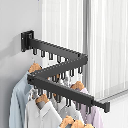 N/A Folding Clothes Hanger Wall Mount Retractable Cloth Drying Rack Indoor & Outdoor Space Saving AluminumFolding Clothes