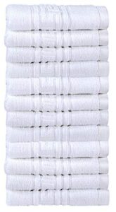quick dry 100% cotton washcloth, set of 12 - white