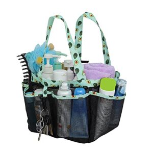 mesh shower caddy tote for college dorm room essentials, hanging large portable shower tote bag toiletry organizer with key hook for bathroom accessories(nyg)