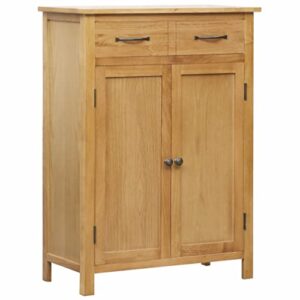 VVLXRIC Wood Storage Cabinet Sideboard Multi-Function Shoes Case with 2 Drawers and 4 Open Shelves, Floor Storage Container for Hallway Dining Room Kitchen or Bedroom 29.9"x14.6"x41.3" Solid Oak Wood