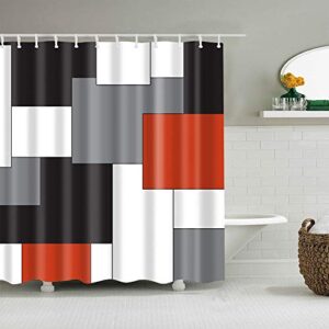 boyouth black,grey,red,white geometry pattern digital print shower curtain for bathroom decor,polyester waterproof fabric bath curtain with 12 hooks,70x70 inches,multicolor