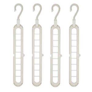 jqdz space saving hangers 9-hole magic hanger closet organizer hanger home storage hangers(4 pack) (white)