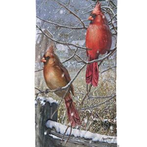 oFloral Hand Towels Cotton Washcloths Cardinal Bird Rest On The Branch Winter,Comfortable Super-Absorbent Soft Towels for Bath/Kitchen/Yoga/Golf/Hair/Face Towel for Men/Women/Girl/Boys 15X30 Inch