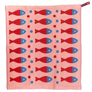 Shmily Cute Cartoon Home Pantry Kitchen Towels 1 Pack (14 x 15.5 inches) Absorbent 3Layer Cotton Cloth Dish Towels Sets, Hand Towels, Tea Towels (A2. Fish Fish-Pink(1ea))