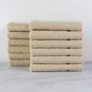 1888 mills crown touch 100% cotton, microfiber alternative, 24-piece utility washcloth set-beige