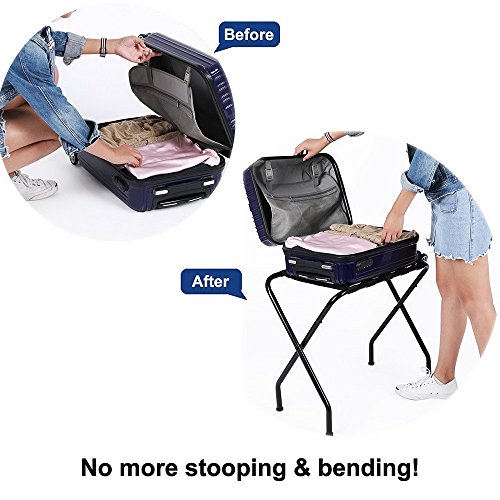 SSLine Portable Folding Travel Luggage Rack Collapsible Metal Suitcase Stand Rack Compact Closet Luggage Baggage Shelf Organizer for Guest Room Home Hotel