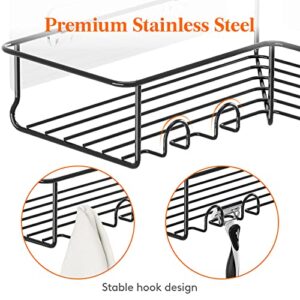 Lifewit Corner Shower Caddy, Rustproof Stainless Steel Shower Organizer, No Drilling Traceless Adhesive Shower Shelves For Bathroom & Kitchen Storage, 3-Pack Shower Shelf (Matte Black)