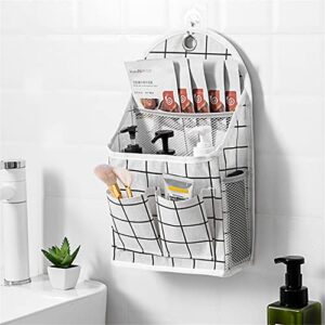 zrsyh wall hanging storage bag large capacity home organizer small cloth bag behind the door hanging shoe rack organizer office supplies,white grid