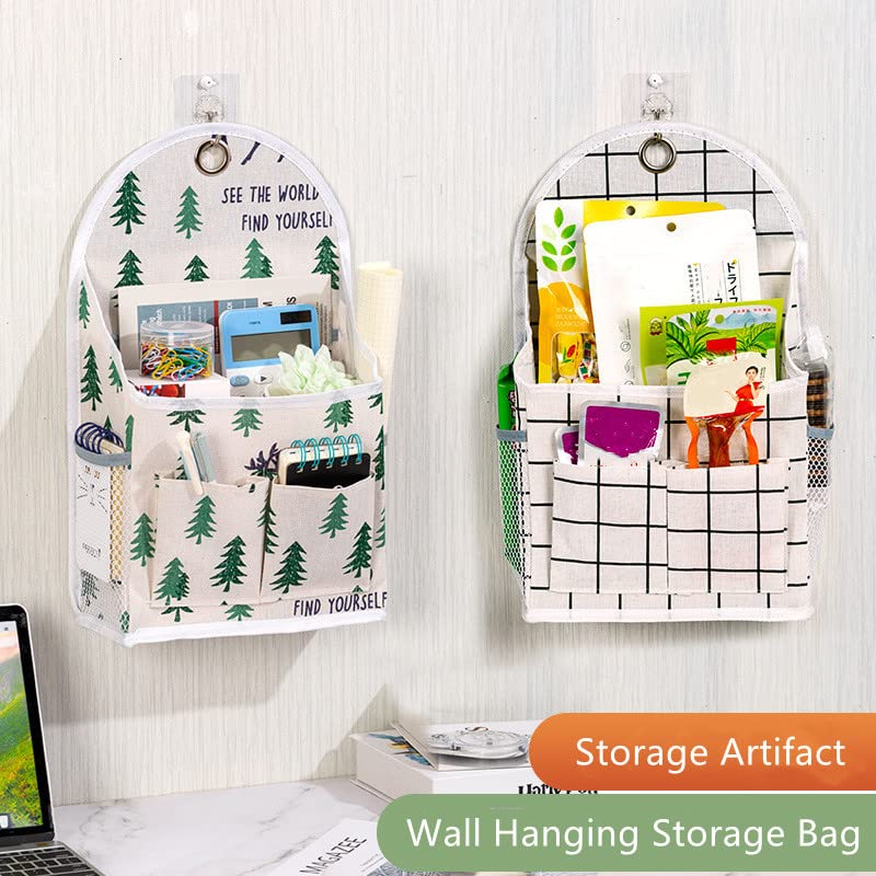 ZRSYH Wall Hanging Storage Bag Large Capacity Home Organizer Small Cloth Bag Behind The Door Hanging Shoe Rack Organizer Office Supplies,White Grid