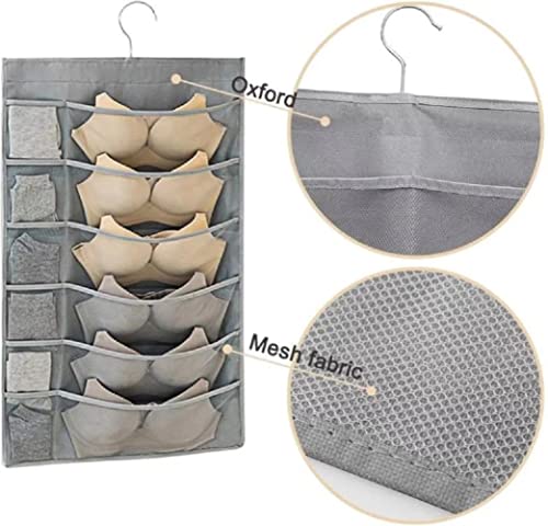 Askfairy 36 Pockets Closet Hanging Organizer with Double Sided Mesh Pockets for Underwear Panty Socks Storage Organizer Bag