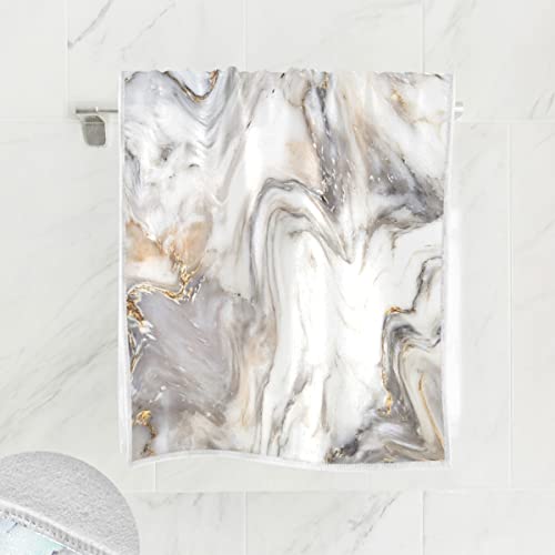 Wamika White Gold Marble Hand Bath Towel Shower Towels Set Gray Tie Dye Kitchen Hanging Gym Fingertip Bathroom Towel Highly Absorbent