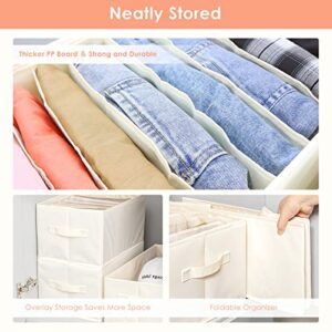 LEEFONE Large 10 Grids Wardrobe Clothes Organizer Jeans Organizer Closet Drawer Clothes Organizer Storage Box for Pants, Shirt, Coat, Sweaters, Sturdy PP Board Support Foldable Washable (1 PC, White)