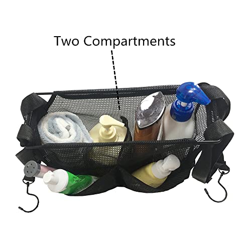 Sainal Mesh Shower Caddy with Adjustable Long Straps and 360 Degrees Rotating Hooks Hanging Organizer Toiletries Storage Bag Bathroom Accessory