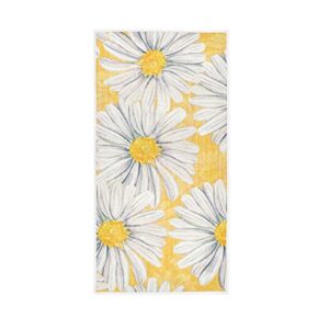 susiyo watercolor floral daisy flowers hand towels luxury print bathroom towel highly absorbent extra soft fingertip towels multipurpose towels for yoga gym spa hotel bathroom (30 x 15 inch)