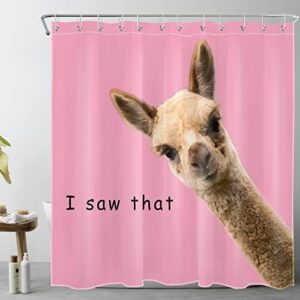 lb cute alpaca llama shower curtain funny quotes i saw that on pink background fun shower curtains for kids bathroom with hooks 72x72 inch waterproof polyester fabric bathroom decorations