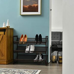 Giantex 3-Tier Metal Shoe Rack, Shoe Storage Organizer with Adjustable Angled or Flat Mesh Shelf for 9 to 12 Pairs of Shoes, Freestanding Shoe Shelf for Bedroom, Entryway, Closet, Hallway