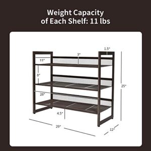 Giantex 3-Tier Metal Shoe Rack, Shoe Storage Organizer with Adjustable Angled or Flat Mesh Shelf for 9 to 12 Pairs of Shoes, Freestanding Shoe Shelf for Bedroom, Entryway, Closet, Hallway