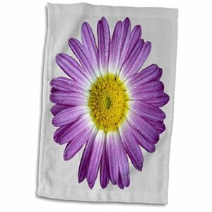3d rose purple yellow flower on gray hand towel, 15" x 22"