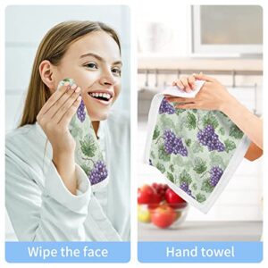 ALAZA Grapes Purple Towels Cotton Washcloths Set, Extra Absorbent Fast Drying Face-Cloth Washcloths, Soft Fingertip Towel for Hotel,Spa,Kitchen,12'' x 12'' (6 Pack)