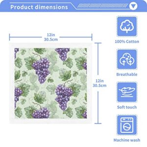 ALAZA Grapes Purple Towels Cotton Washcloths Set, Extra Absorbent Fast Drying Face-Cloth Washcloths, Soft Fingertip Towel for Hotel,Spa,Kitchen,12'' x 12'' (6 Pack)