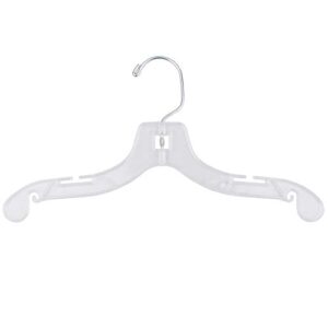 nahanco 412 clear plastic children's dress hangers, swivel metal hook and notches for straps, super heavy weight, 12" - (pack of 100)