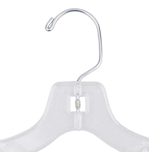 NAHANCO 412 Clear Plastic Children's Dress Hangers, Swivel Metal Hook and Notches for Straps, Super Heavy Weight, 12" - (Pack of 100)