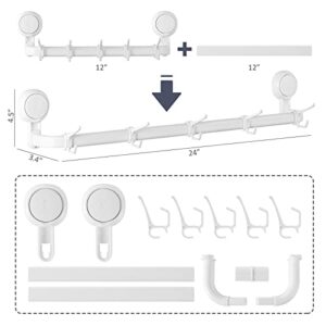 TAILI Suction Cup Towel Bar & Shower Caddy 2 Pack Bathroom Oragnizer Shelves for Shower, Removable Drill-Free Plastic Bathroom Accessories