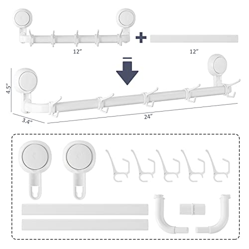 TAILI Suction Cup Towel Bar & Shower Caddy 2 Pack Bathroom Oragnizer Shelves for Shower, Removable Drill-Free Plastic Bathroom Accessories