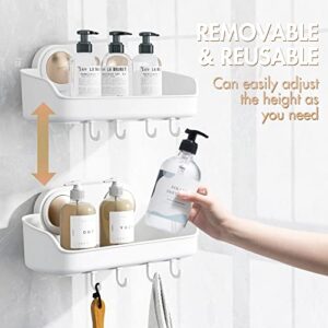 TAILI Suction Cup Towel Bar & Shower Caddy 2 Pack Bathroom Oragnizer Shelves for Shower, Removable Drill-Free Plastic Bathroom Accessories