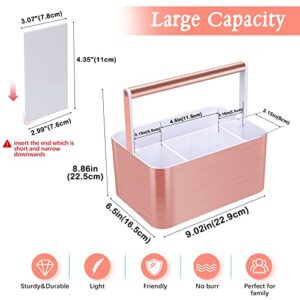 BYUNER Plastic Shower Caddy Basket - Portable Large Bath Storage Organizer Bin Tote with Handle and divider for College Dorm,Cabinet,Bathroom Counter, Brushed Nickel Gray&Pink