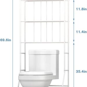 MONIPA Over The Toilet Storage, Bathroom Organizer, 3-Tier White Bathroom Shelf Space Saver, Freestanding Bathroom Toilet Storage Rack Cabinet Shelves