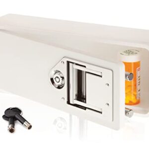 MEDICINE RX SAFE Medicine Safe-Barrel Key Lockbox, White