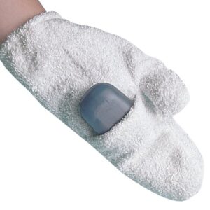 sp ableware maddawash soap mitt, white terry cloth - medium (741320002)