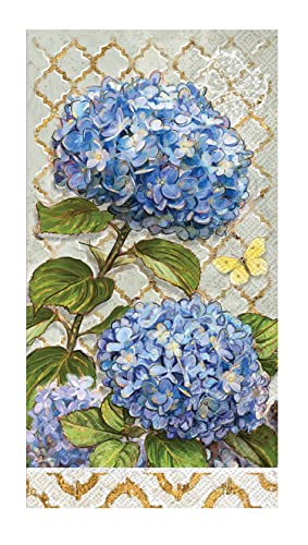 Floral Hand Towels Sets: Quality Disposable Paper Hand Towels Featuring Beautiful Flower Themes - 32 Total Floral Paper Guest Towels Per Set (Blue Heirloom)