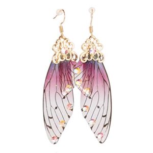 iumer imitation cicada wing dangle earring hook women vintage minimalist party wedding long drop earring,red