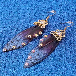 Iumer Imitation Cicada Wing Dangle Earring Hook Women Vintage Minimalist Party Wedding Long Drop Earring,red