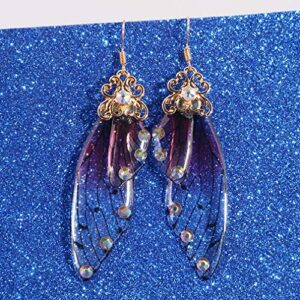 Iumer Imitation Cicada Wing Dangle Earring Hook Women Vintage Minimalist Party Wedding Long Drop Earring,red