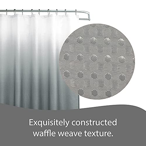 Creative Home Ideas Waffle Shower Curtain Set, 70" x 72", Dark Grey Ombre