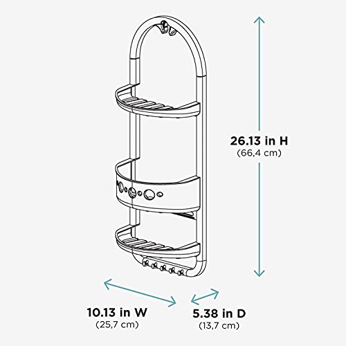 Zenna Home 5890KK Over-The-Showerhead Caddy, Large, Frosted