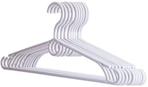dream-home childrens plastic clothes hangers - 12.6 inch - 360° swivel hook - superstrong durable - side hooks for spaghettis & baby dresses, loop for cascading or kids accessories - set of 20 - white