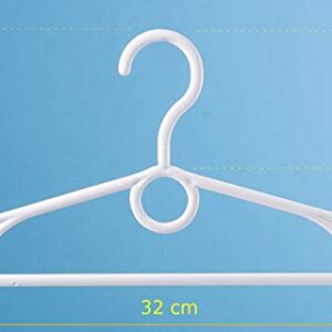 Dream-Home Childrens Plastic Clothes Hangers - 12.6 inch - 360° Swivel Hook - SuperStrong Durable - Side Hooks for Spaghettis & Baby Dresses, Loop for Cascading or Kids Accessories - Set of 20 - White