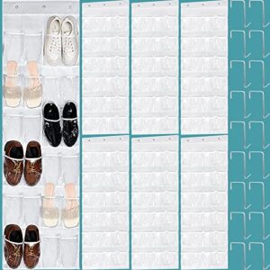 shappy pack over the door shoe organizer 24 clear pockets shoe rack over door hanging shoe rack organizer holder large door shoe rack hanging for closet with 18 metal hooks for men women kids, white