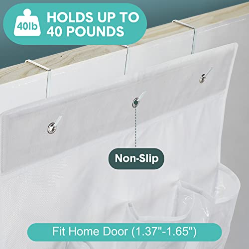 Shappy Pack Over The Door Shoe Organizer 24 Clear Pockets Shoe Rack over Door Hanging Shoe Rack Organizer Holder Large Door Shoe Rack Hanging for Closet with 18 Metal Hooks for Men Women Kids, White