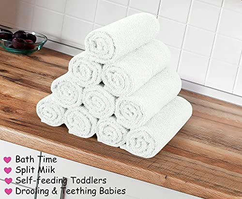 S.G Cotton Washcloths 12” x 12” (12 Pack) Premium Fingertip Towels Highly Absorbent Facial Towels for Bathroom 100% Ring Spun Cotton Wash Cloth Set Multiuse (White 12PK (12"x12")