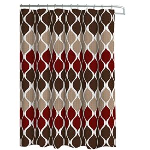 Creative Home Ideas – Textured Clarisse Shower Curtain Set | Set of 1 Shower Curtain & 12 Metal Hooks | Rust Resistant | 100% Polyester | Machine Washable | Measures 70” X 72” | Espresso