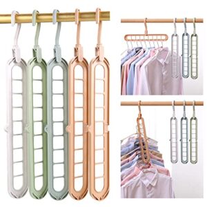 closet organizers and storage,5 pack sturdy closet organizer hangers,closet storage,closet organization,magic space saving hanger with 9-holes for wardrobe clothes,shirts,pants,dresses
