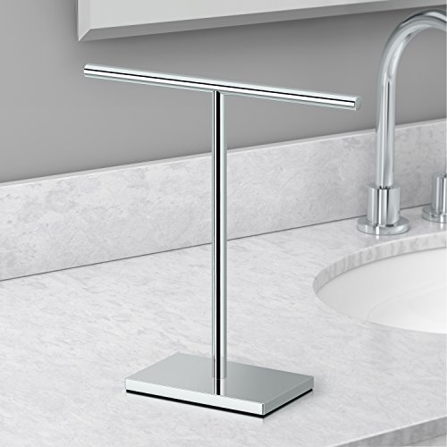 Gatco 1444C, Modern Rectangle Base Freestanding Countertop Towel Holder, Chrome